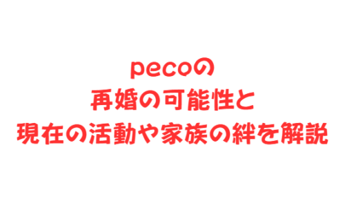 pecoの再婚の可能性と現在の活動や家族の絆を解説