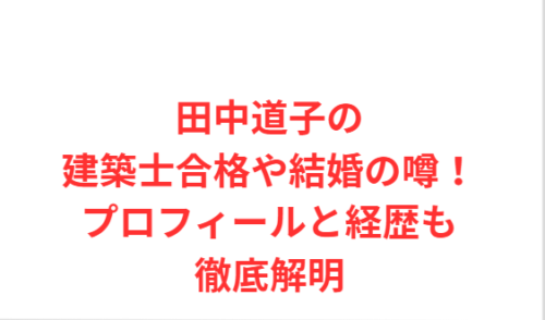 田中道子の建築士合格や結婚の噂!プロフィールと経歴も徹底解明