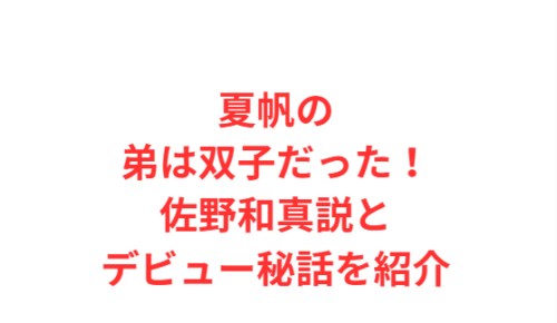 夏帆の弟は双子だった!佐野和真説とデビュー秘話を紹介