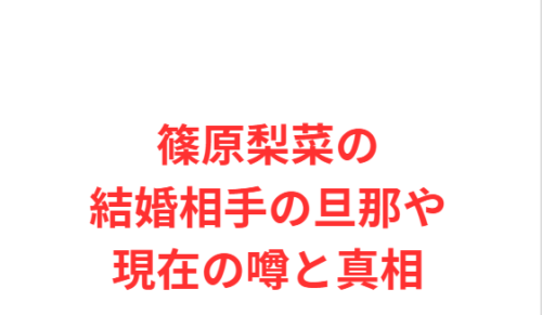 篠原梨菜の結婚相手の旦那や現在の噂と真相