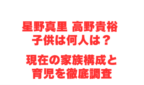 星野真里 高野貴裕 子供は何人は?現在の家族構成と育児を徹底調査