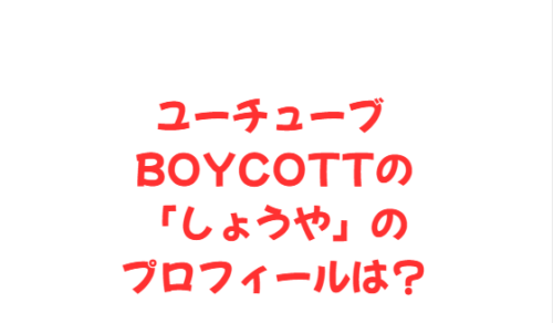 ユーチューブ BOYCOTTの「しょうや」のプロフィールは？