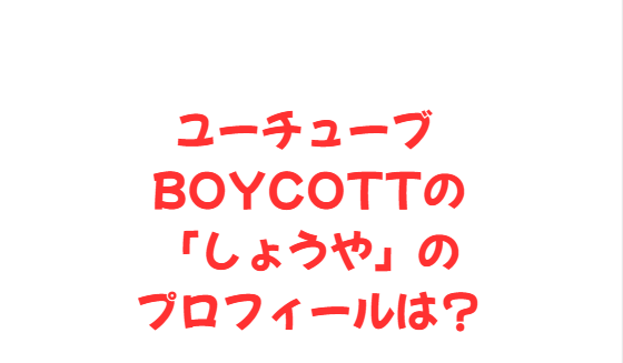 ユーチューブ BOYCOTTの「しょうや」のプロフィールは？