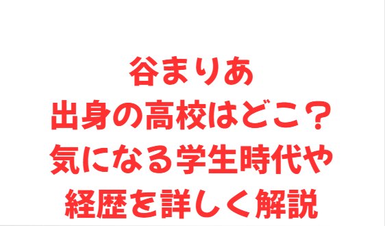 谷まりあ出身の高校はどこ？気になる学生時代や経歴を詳しく解説