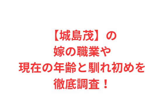 【城島茂】の嫁の職業や現在の年齢と馴れ初めを徹底調査！