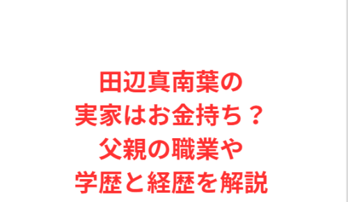 田辺真南葉の実家はお金持ち？父親の職業や学歴と経歴を解説