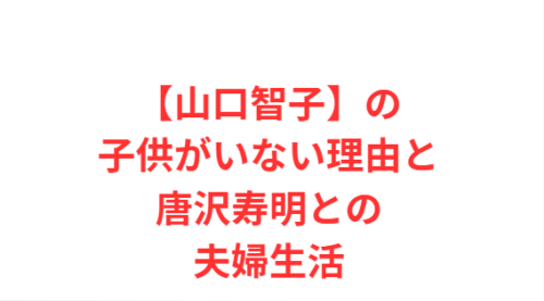 【山口智子】の子供がいない理由と唐沢寿明との夫婦生活