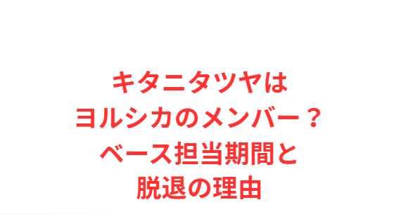 キタニタツヤはヨルシカのメンバー？ベース担当期間と脱退の理由
