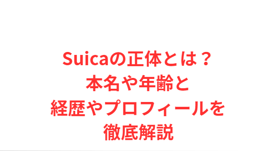 Suicaの正体とは？本名や年齢と経歴やプロフィールを徹底解説