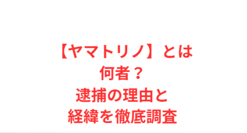 【ヤマトリノ】とは何者?逮捕の理由と経緯を徹底調査
