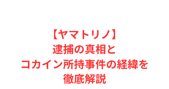 【ヤマトリノ】逮捕の真相とコカイン所持事件の経緯を徹底解説