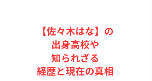 【佐々木はな】の出身高校や知られざる経歴と現在の真相